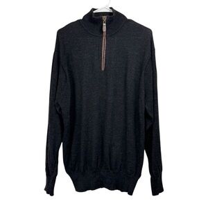 Orvis Size Large 1/4 Zip 100% Wool Pullover Sweater Mock Neck Preppy black